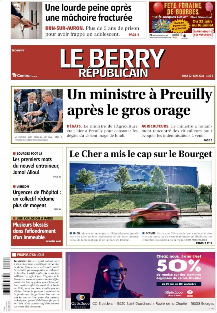 Portada de Berry Republicain (Francia)