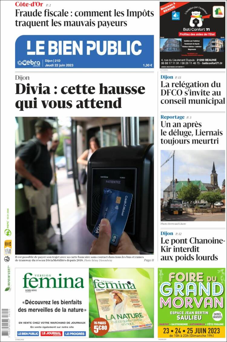 Portada de Le Bien Public (Francia)