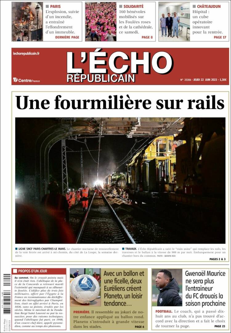 Portada de L'Echo Républicain (Francia)
