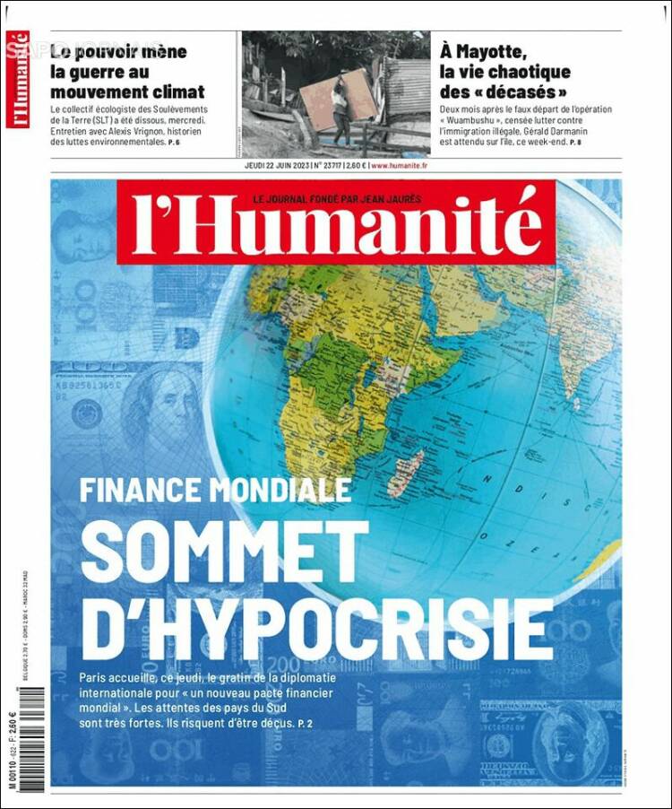 Portada de l'Humanite (Francia)