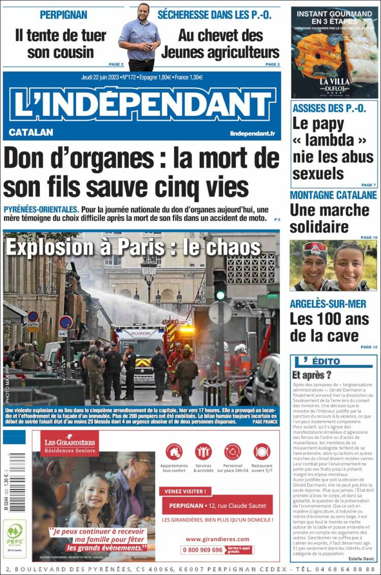 Portada de Le Indépendant (Francia)