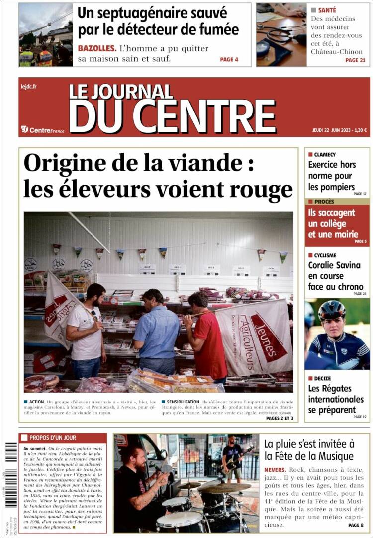 Portada de Le Journal du Centre (Francia)