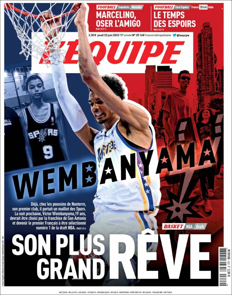 Portada de L'Equipe (Francia)