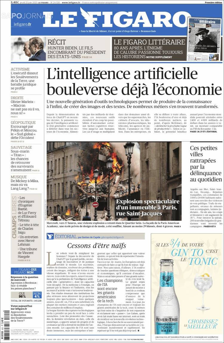 Portada de Le Figaro (Francia)