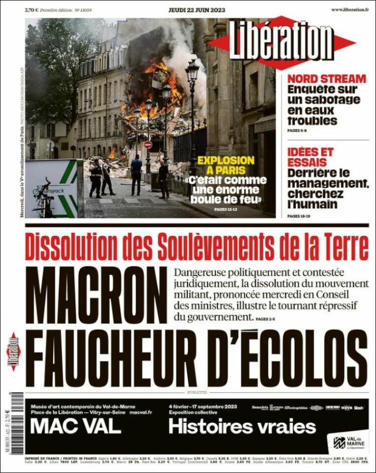 Portada de Libération (Francia)