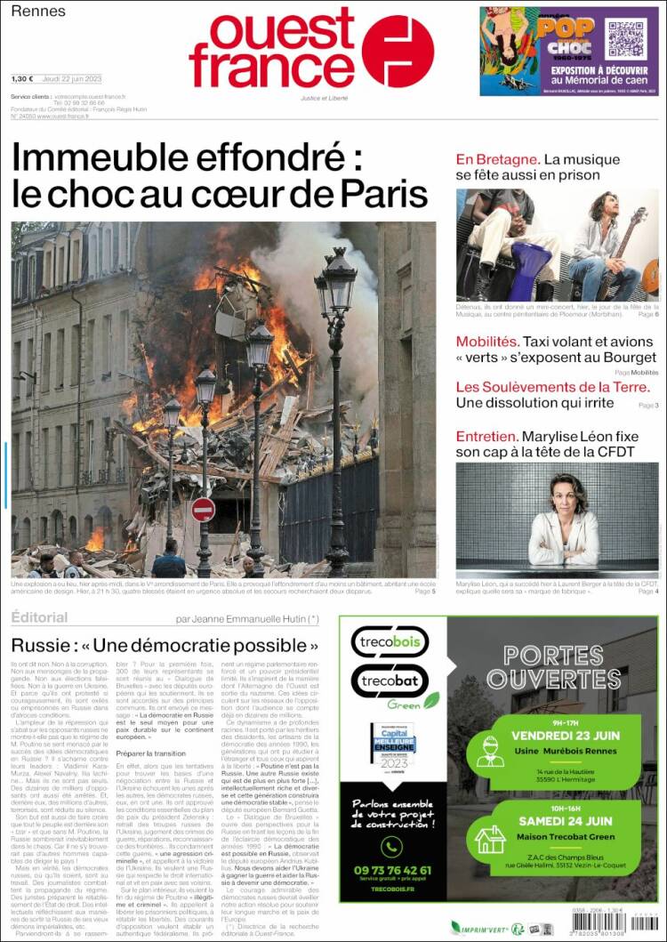 Portada de Ouest France (Francia)