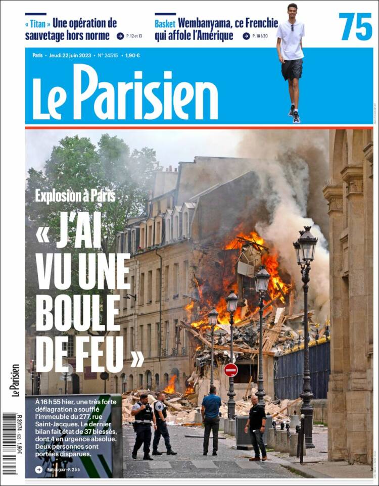 Portada de Le Parisien (Francia)