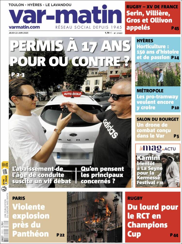 Portada de Var-Matin (Francia)