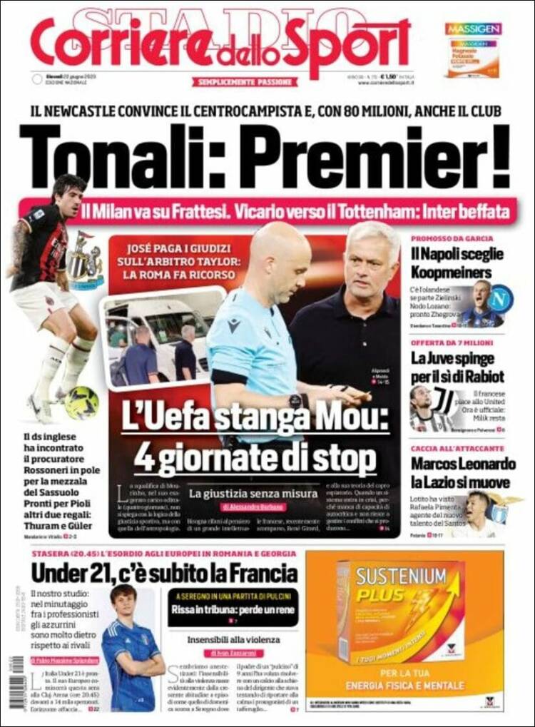 Portada de Corriere dello Sport (Italia)