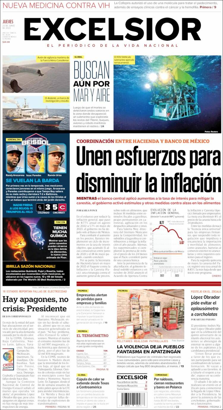 Portada de Excelsior (México)