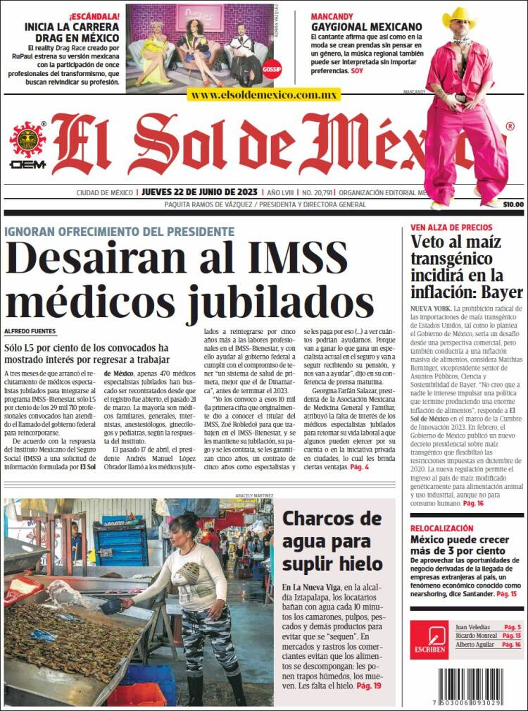 Portada de El Sol de México (México)