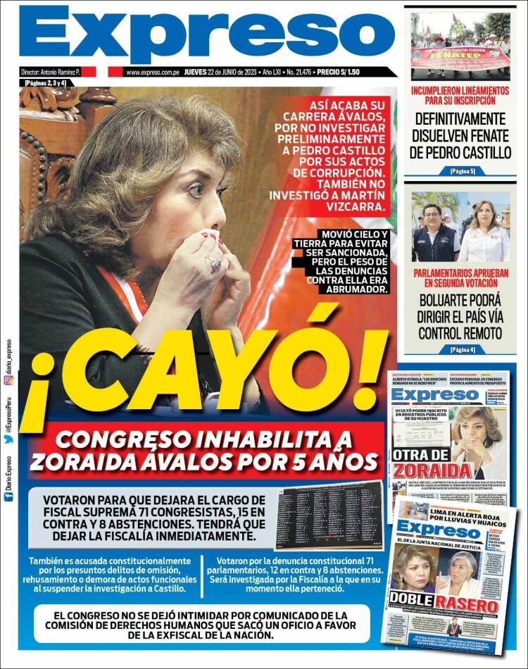 Portada de Expreso (Per&uacute;)