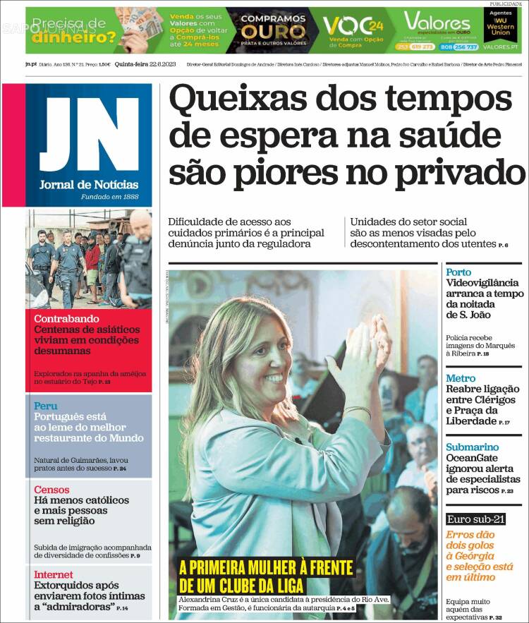 Portada de Jornal de Notícias (Portugal)