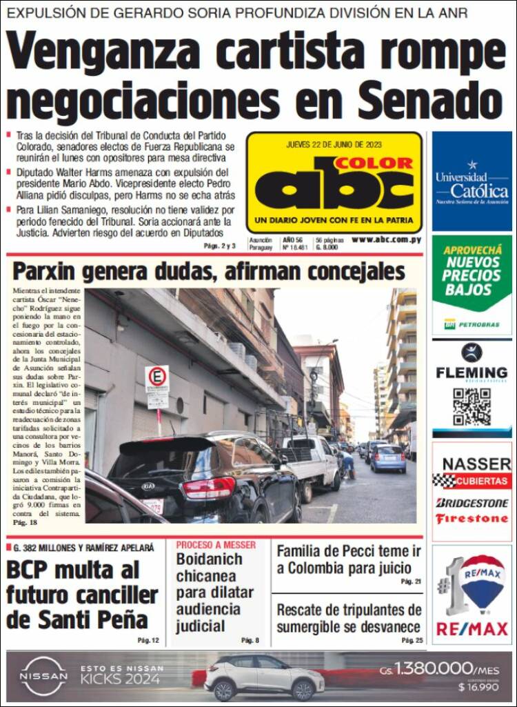 Portada de ABC Color (Paraguay)