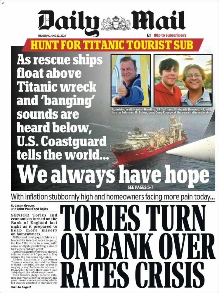 Portada de Daily Mail (Reino Unido)