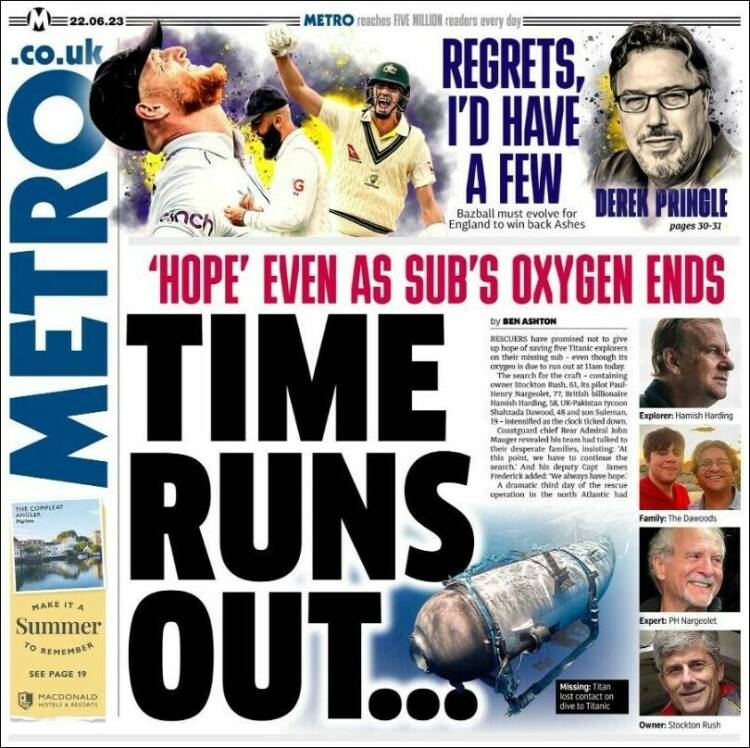 Portada de Metro (Reino Unido)