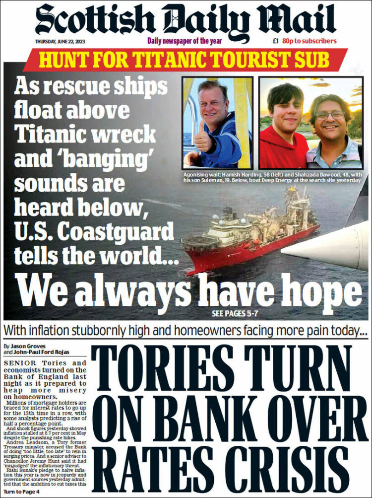 Portada de Scottish Daily Mail (Reino Unido)