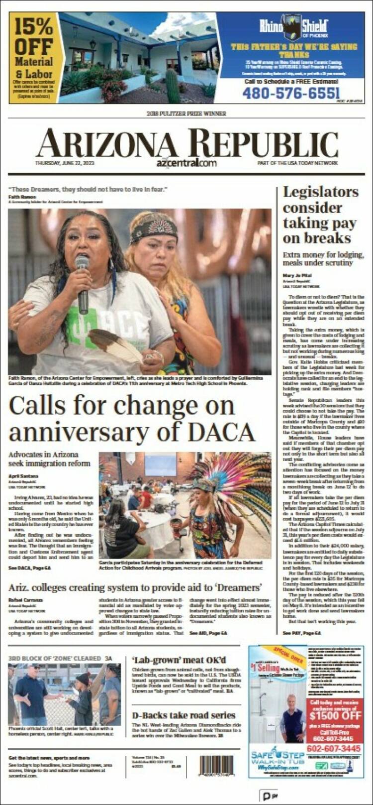 Portada de Arizona Republic News (USA)