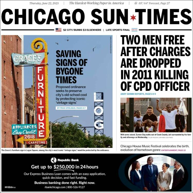 Portada de Chicago Sun-Times (USA)