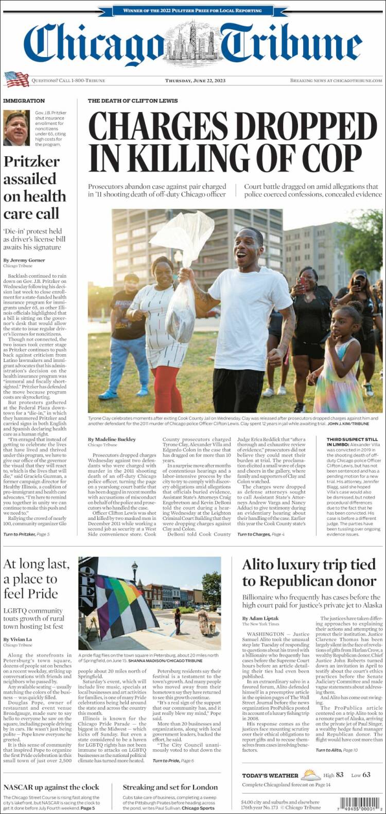 Portada de Chicago Tribune (USA)