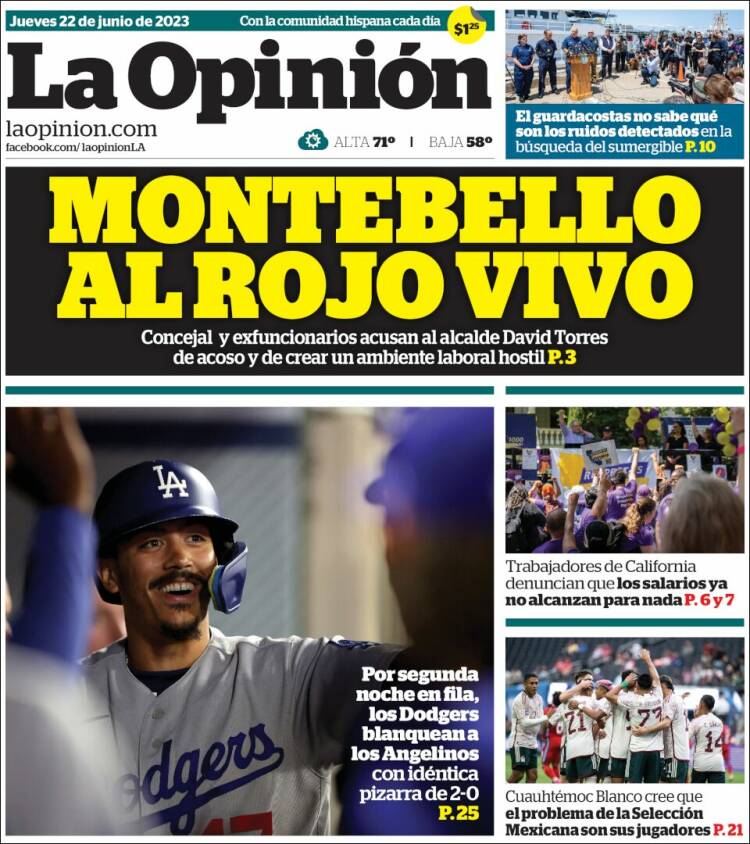Portada de La Opinión (USA)