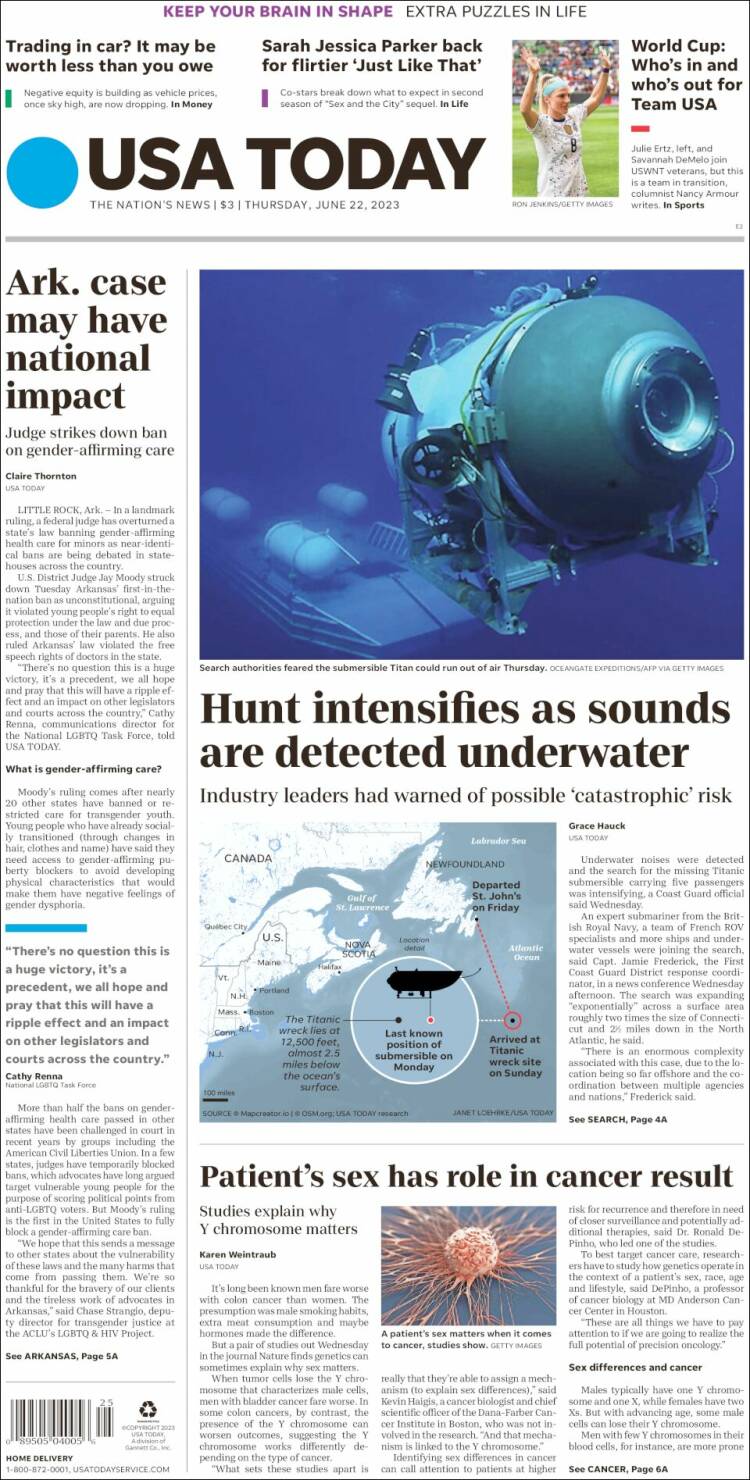 Portada de USA Today (USA)