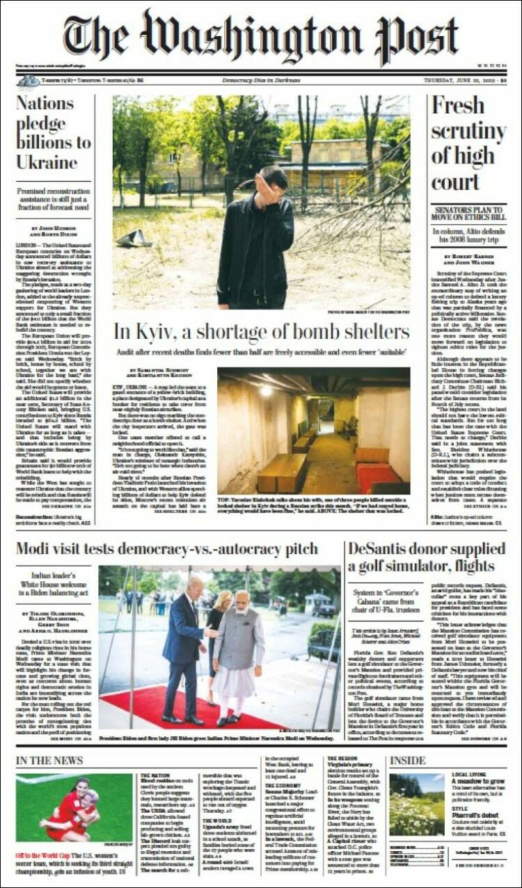 Portada de The Washington Post (USA)