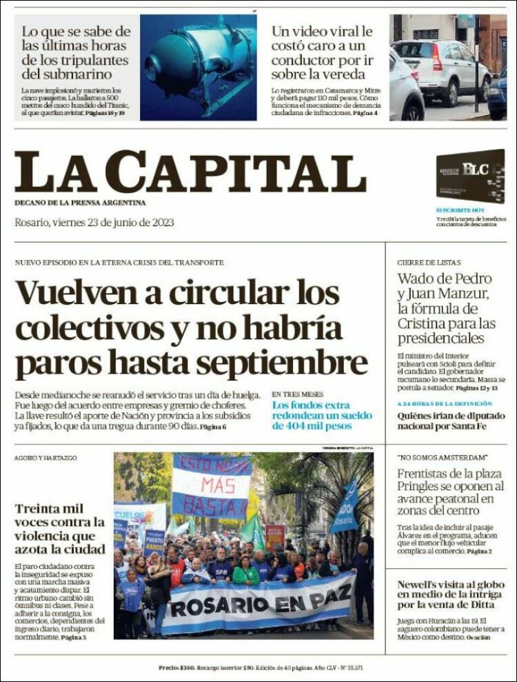 Portada de La Capital - Rosario (Argentina)