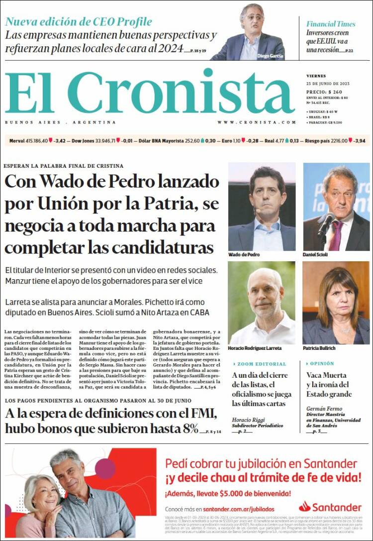 Portada de El Cronista Comercial (Argentina)