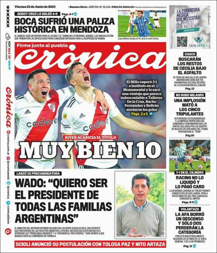 Portada de Diario El Libertador (Argentina)