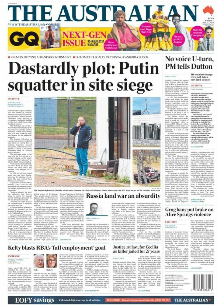 Portada de The Australian (Australia)
