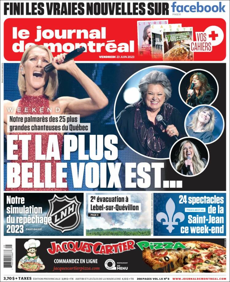 Portada de Le Journal de Montréal (Canada)