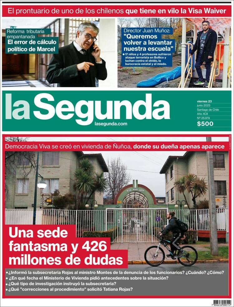 Portada de La Segunda (Chile)