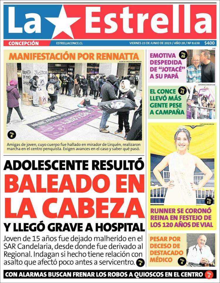 Portada de La Estrella de Concepción (Chili)