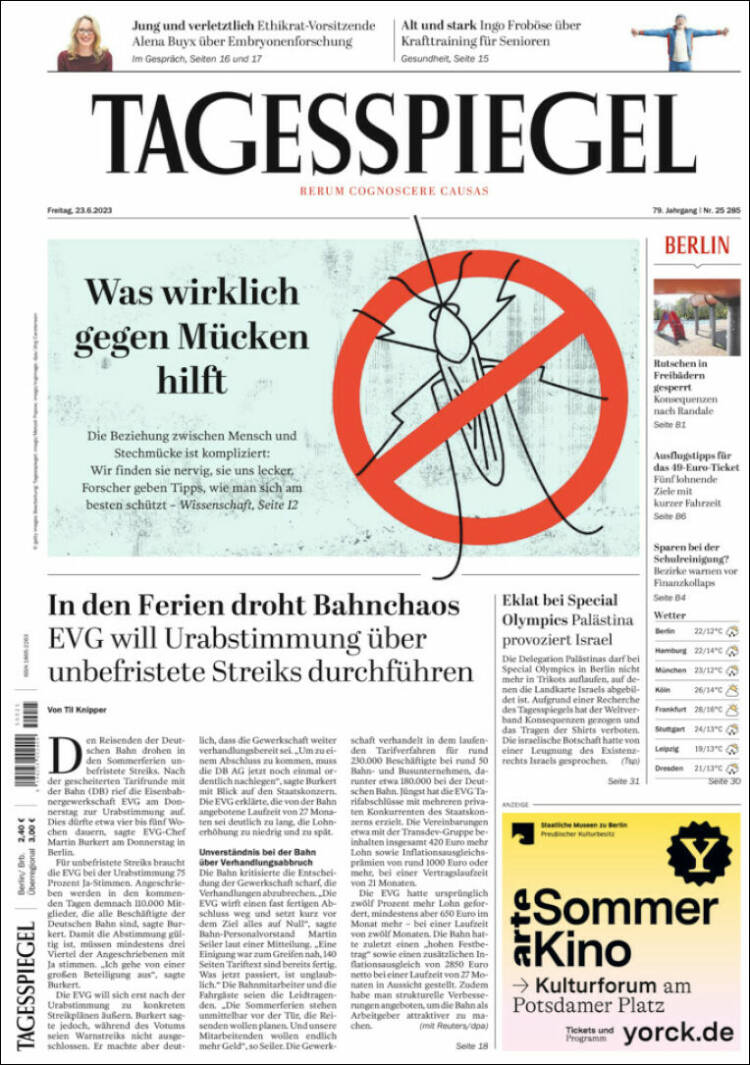 Portada de Der Tagesspiegel (Germany)