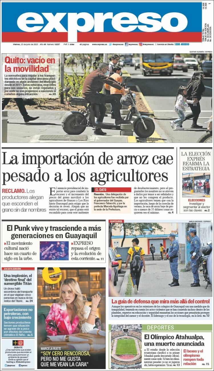 Portada de Expreso (Ecuador)