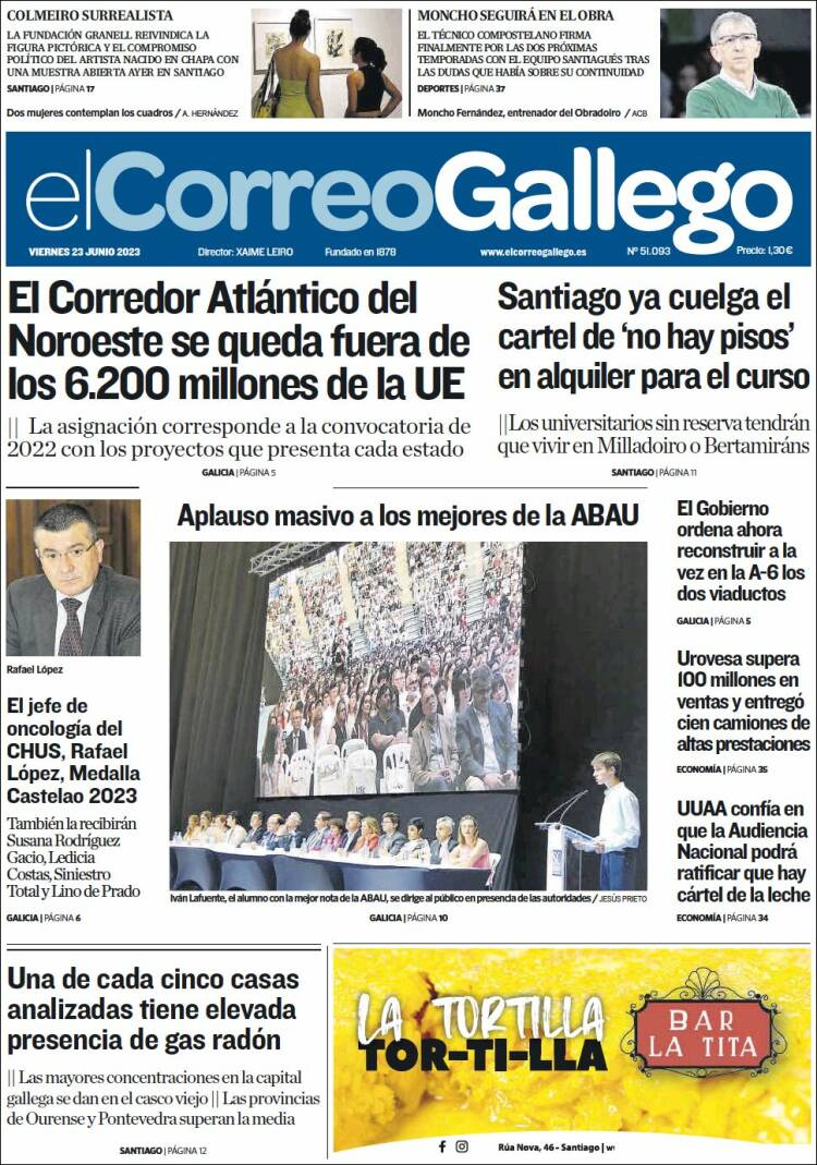 Portada de El Correo Gallego (España)
