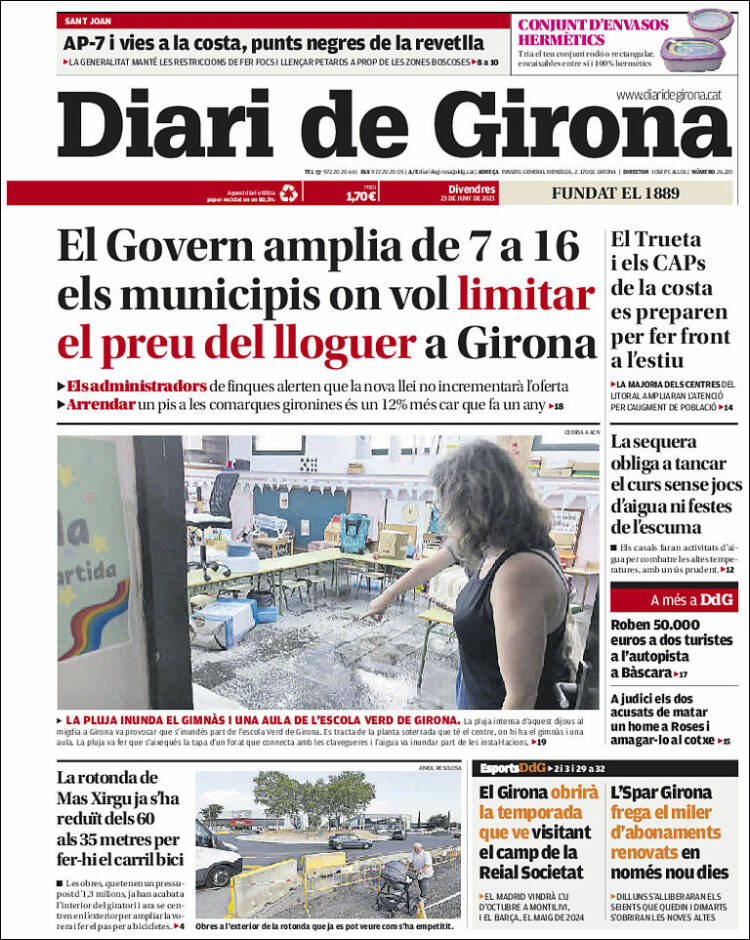 Portada de Diari de Girona (España)