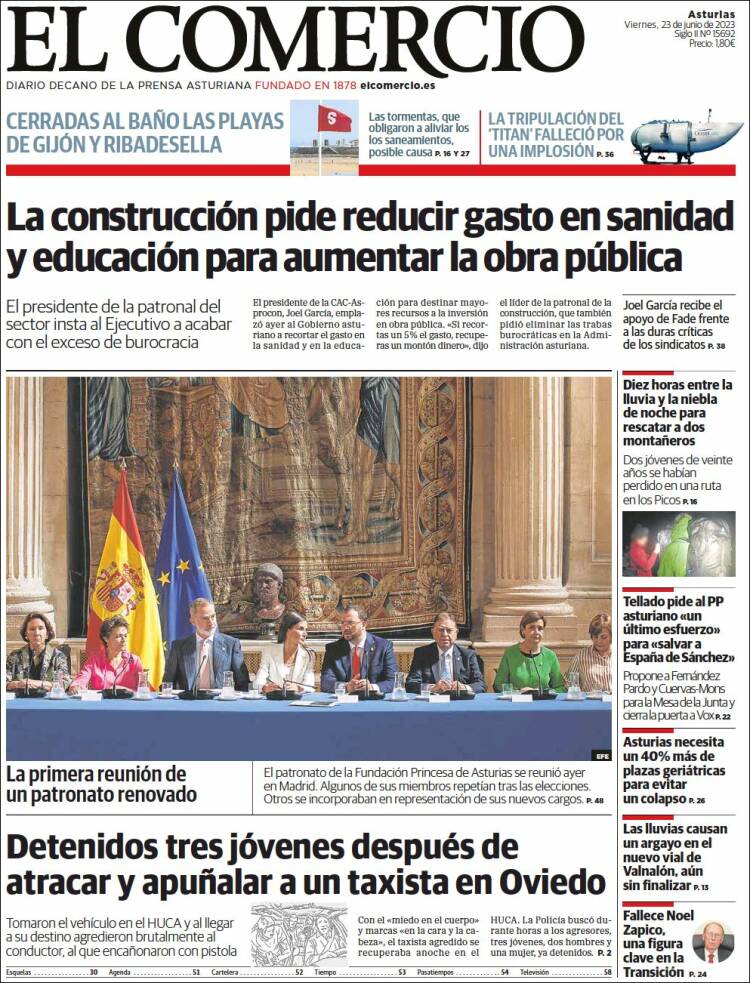 Portada de El Comercio (España)