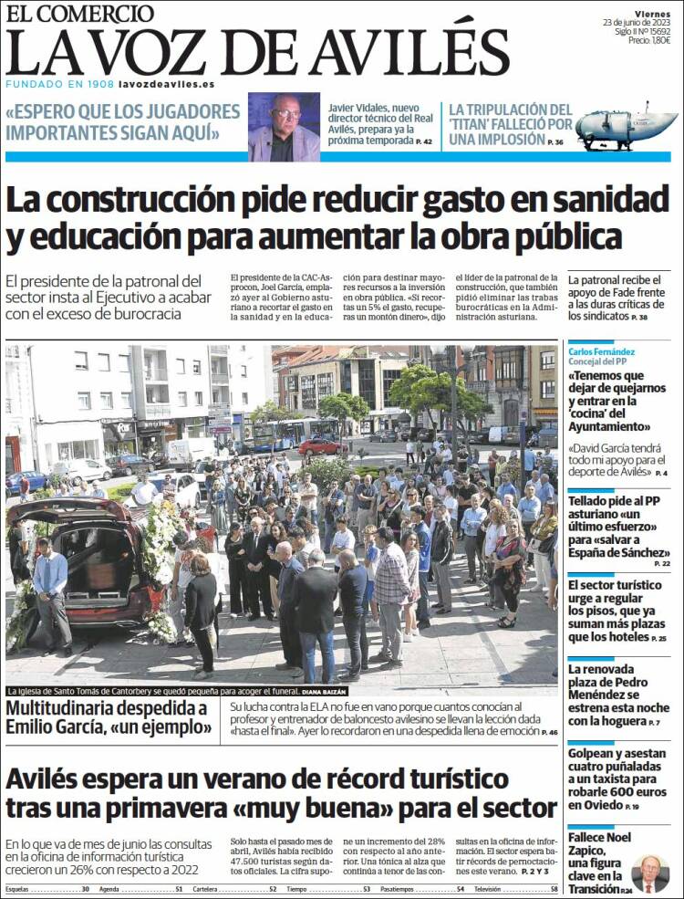 Portada de El Comercio - Avilés (España)