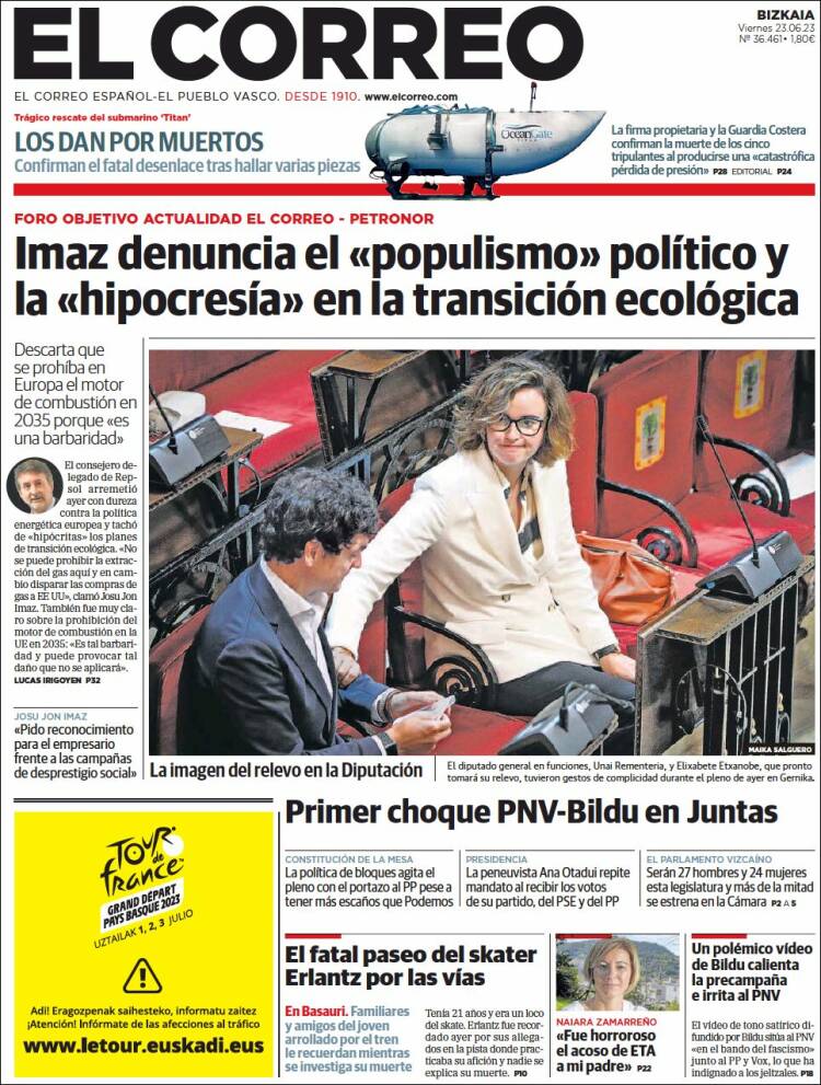 Portada de El Correo (España)