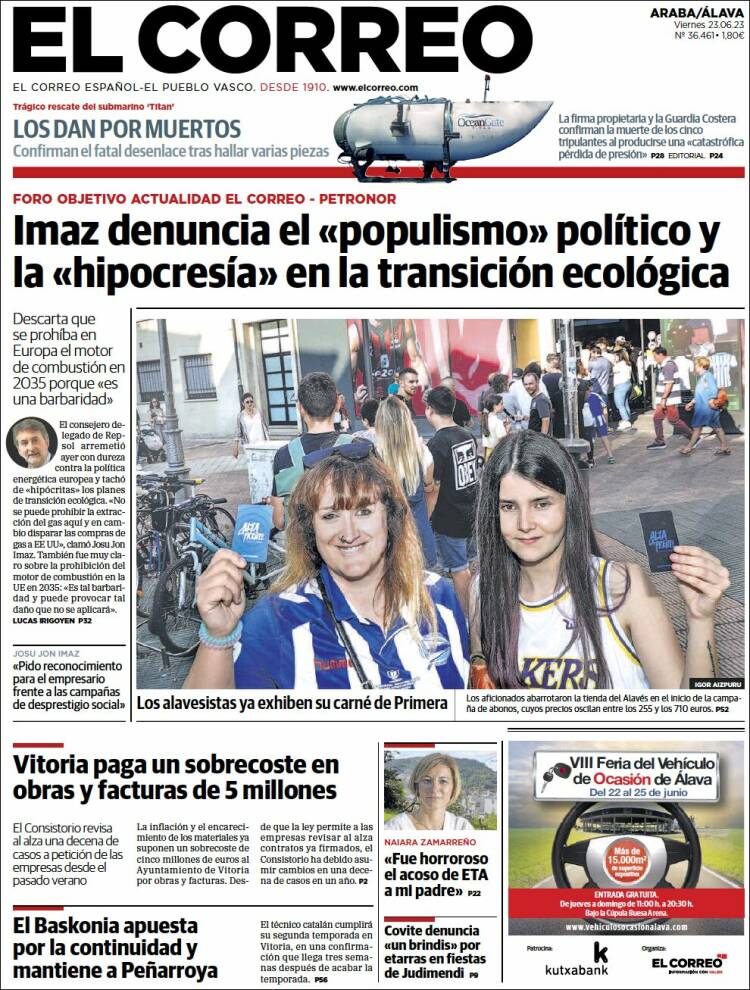 Portada de El Correo - Álava (España)
