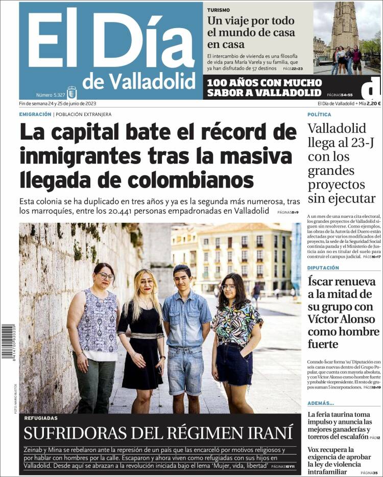 Portada de El Día de Valladolid (España)