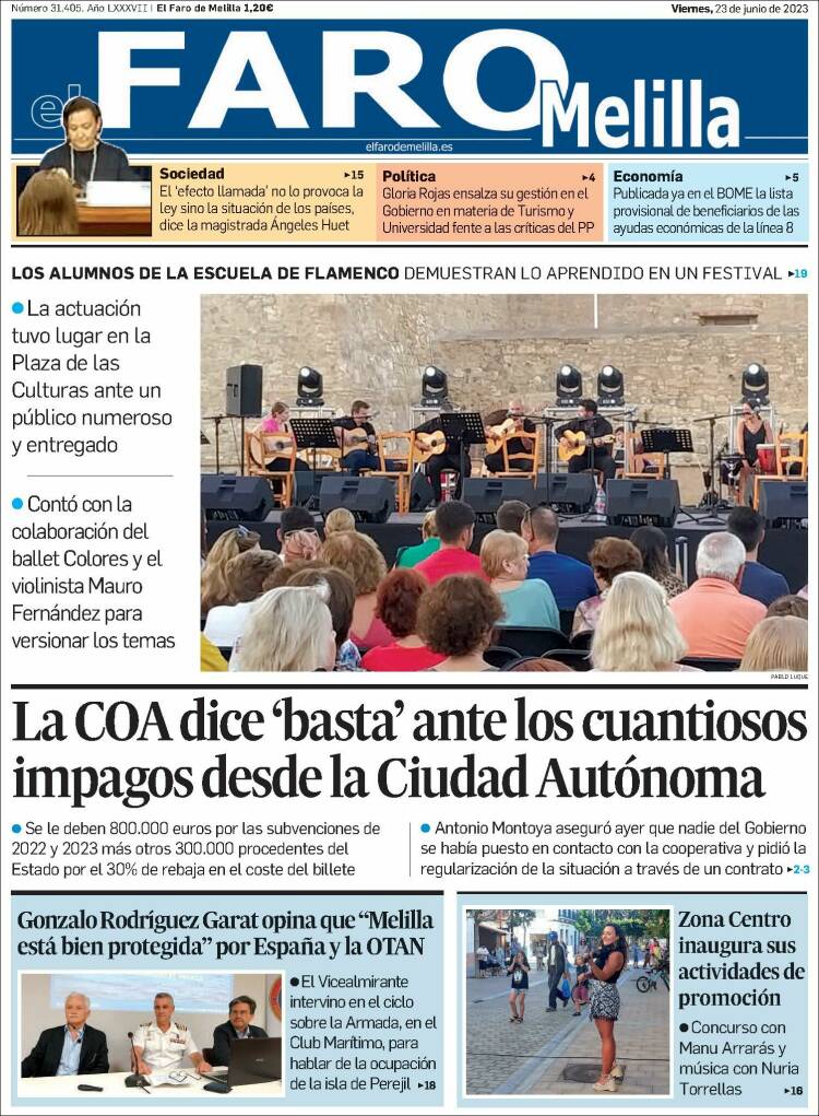 Portada de El Faro de Melilla (España)