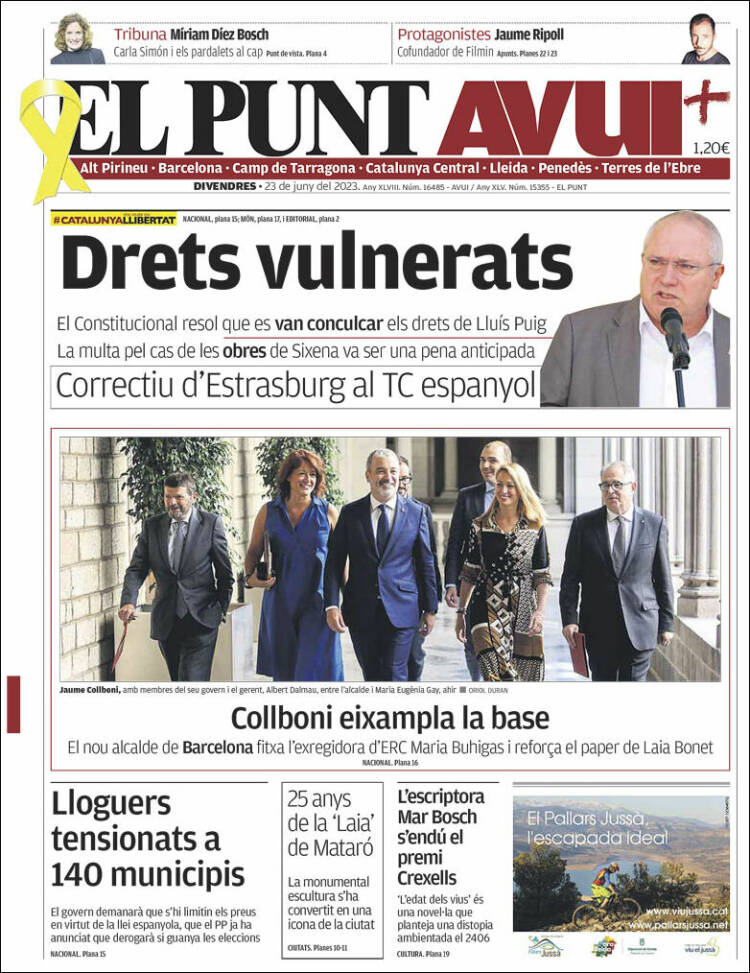 Portada de El Punt Avui (España)