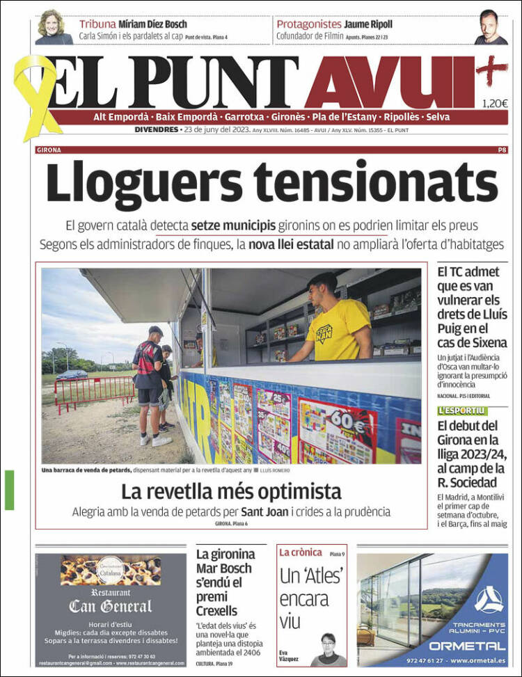Portada de El Punt Avui - Girona (España)