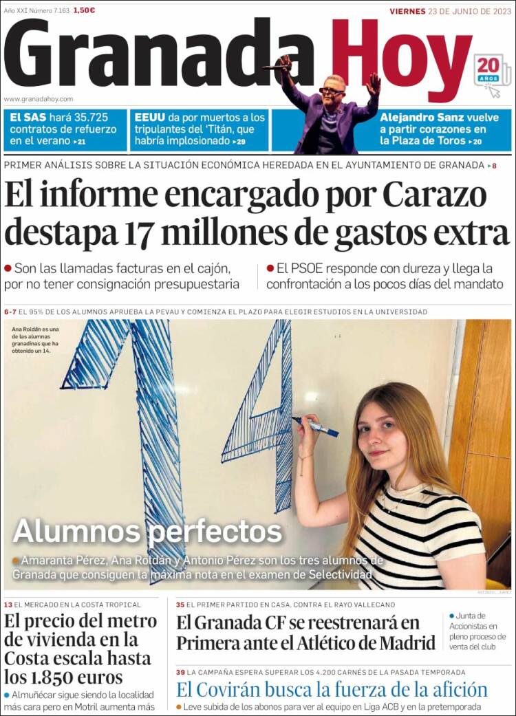 Portada de Granada Hoy (España)