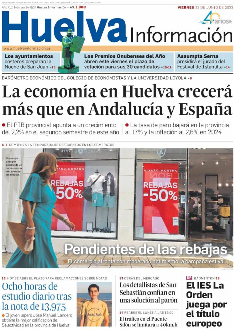 Portada de Huelva Información (España)