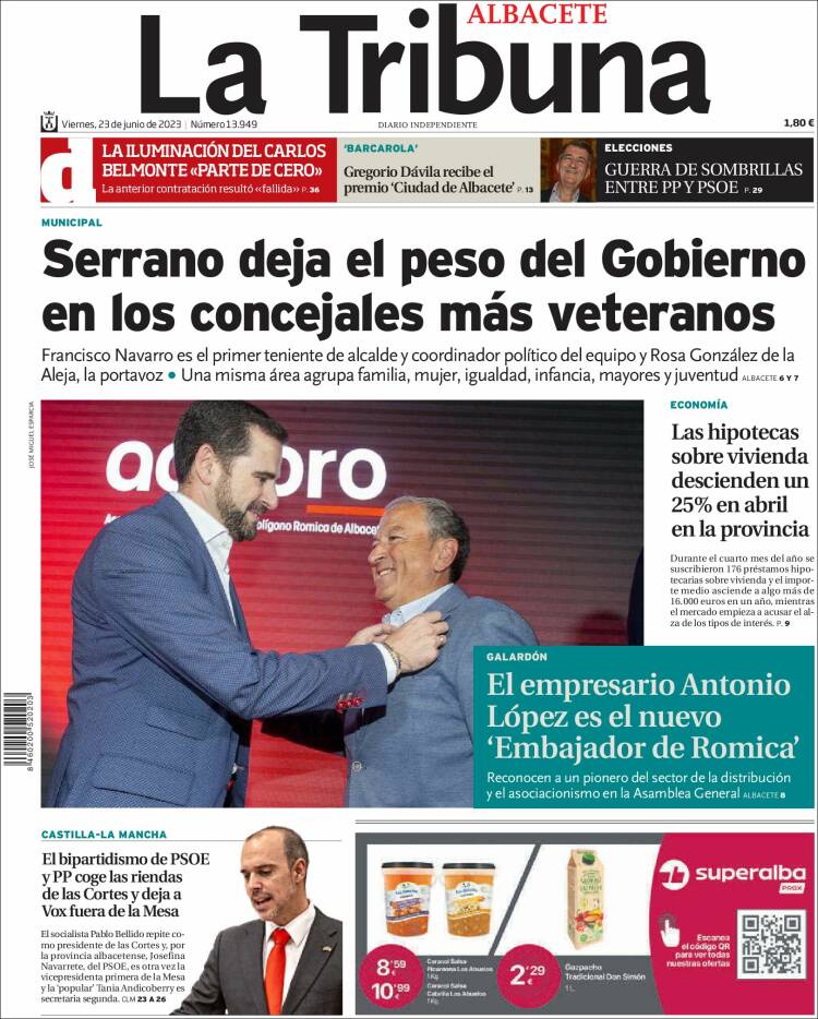 Portada de La Tribuna de Albacete (España)