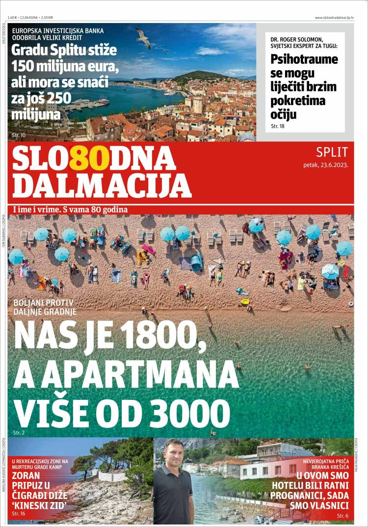 Portada de Slobodna Dalmacija (Croacia)
